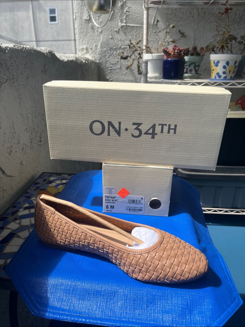 Woven beige flats, size 8, Macy’s “On 34th”